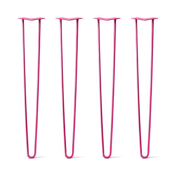 Hairpin Legs Set of 4, 2-Rod Design - Fuchsia Powder Coated Finish