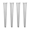 Hairpin Legs Set of 4, 3-Rod Design - Raw Steel