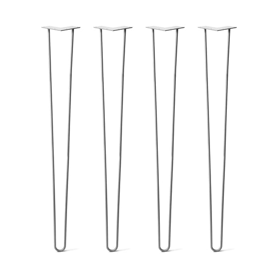 Hairpin Legs Set of 4, 2-Rod Design - Raw Steel