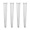 Hairpin Legs Set of 4, 3-Rod Design - Raw Steel