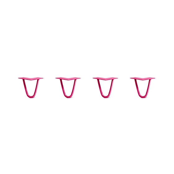 Hairpin Legs Set of 4, 2-Rod Design - Fuchsia Powder Coated Finish