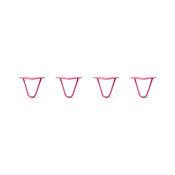Hairpin Legs Set of 4, 2-Rod Design - Fuchsia Powder Coated Finish