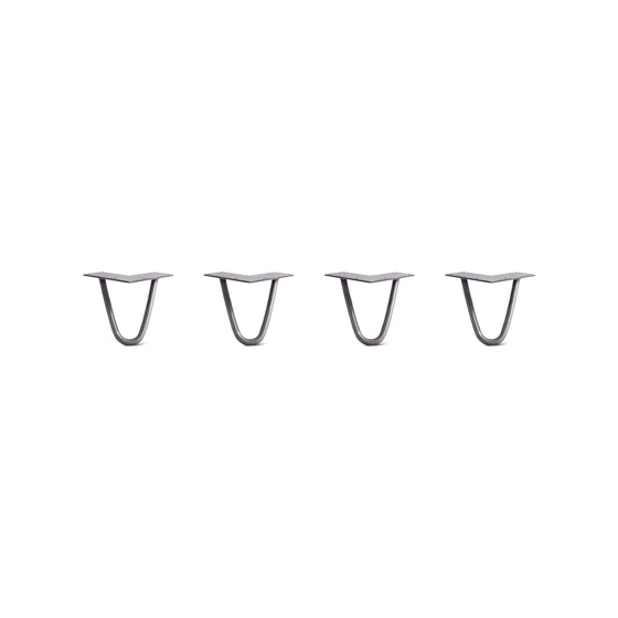 Hairpin Legs Set of 4, 2-Rod Design - Raw Steel