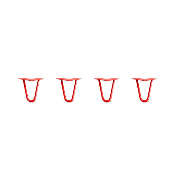 Hairpin Legs Set of 4, 2-Rod Design - Orange-Red Powder Coated Finish
