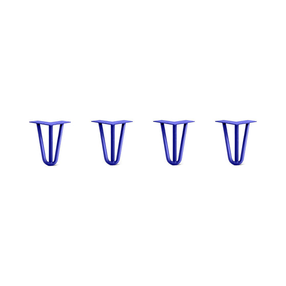 Hairpin Legs Set of 4, 3-Rod Design - Blue Powder Coated Finish