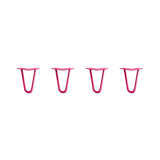 Hairpin Legs Set of 4, 2-Rod Design - Fuchsia Powder Coated Finish