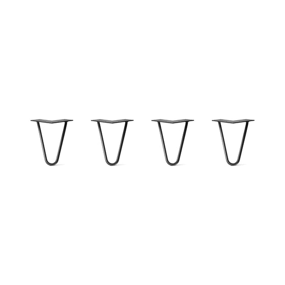 Hairpin Legs Set of 4, 2-Rod Design - Jet Black Satin Powder Coated Finish