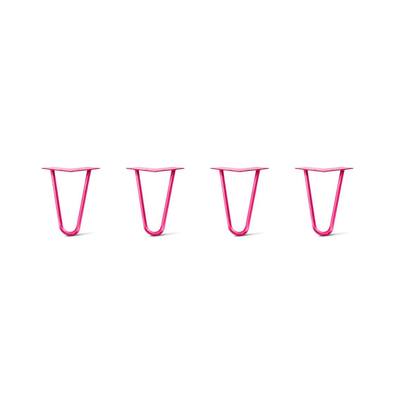 Hairpin Legs Set of 4, 2-Rod Design - Fuchsia Powder Coated Finish