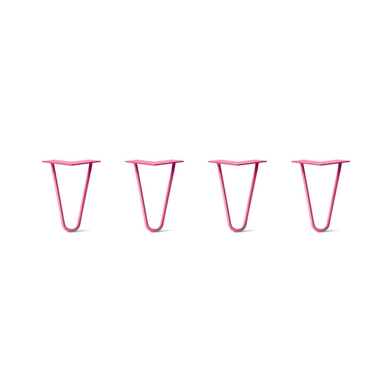 Hairpin Legs Set of 4, 2-Rod Design - Fuchsia Powder Coated Finish