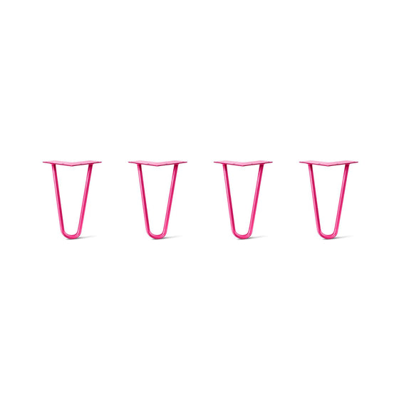 Hairpin Legs Set of 4, 2-Rod Design - Fuchsia Powder Coated Finish