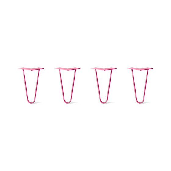 Hairpin Legs Set of 4, 2-Rod Design - Fuchsia Powder Coated Finish