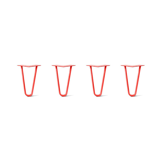 Hairpin Legs Set of 4, 2-Rod Design - Orange-Red Powder Coated Finish