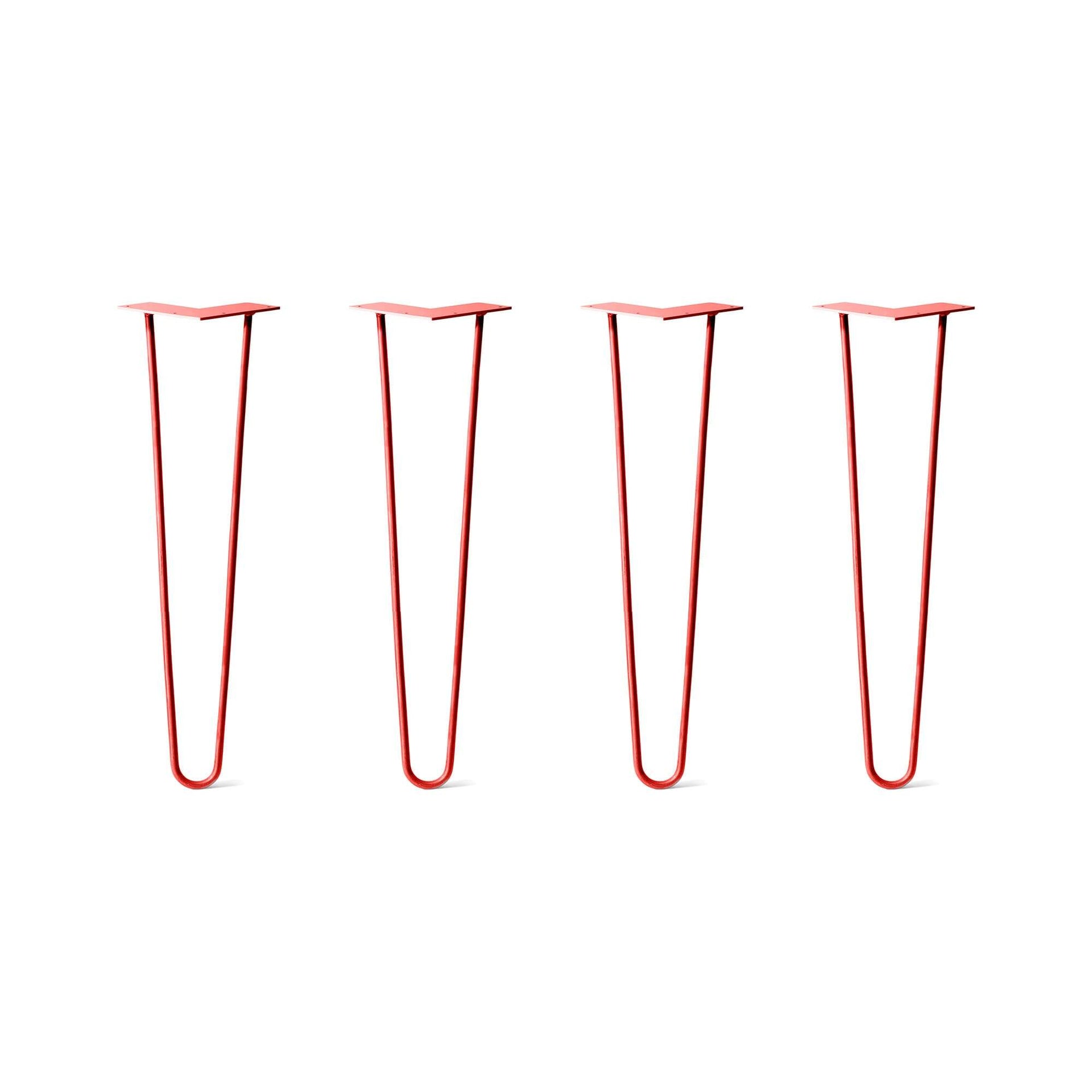 DIY Hairpin Legs Hairpin Legs Hairpin Legs Set of 4, 2-Rod Design - Orange-Red Powder Coated Finish