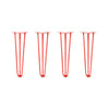 Hairpin Legs Set of 4, 3-Rod Design - Orange-Red Powder Coated Finish