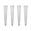 Hairpin Legs Set of 4, 3-Rod Design - Raw Steel