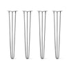 Hairpin Legs Set of 4, 3-Rod Design - Raw Steel