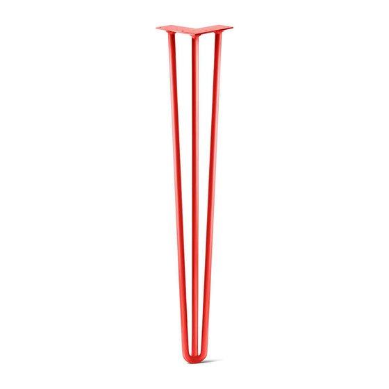 Hairpin Leg (Sold Separately), 3-Rod Design - Orange-Red Powder Coated Finish