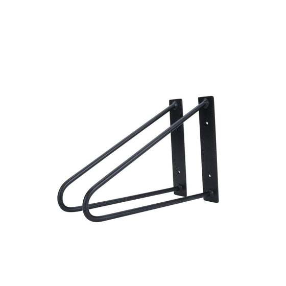 DIY Hairpin Legs Shelf Brackets Jet Black Satin / Fits 9" Shelf Pair of Original Hairpin Shelf Brackets | Floating Desk Brackets - Jet Black Satin